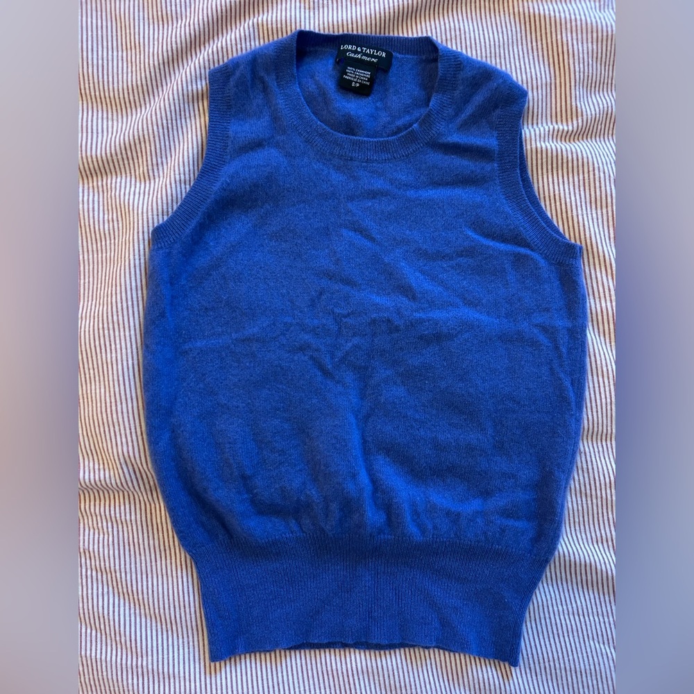 Lord & Taylor Royal Blue Cashmere Sweater Vest